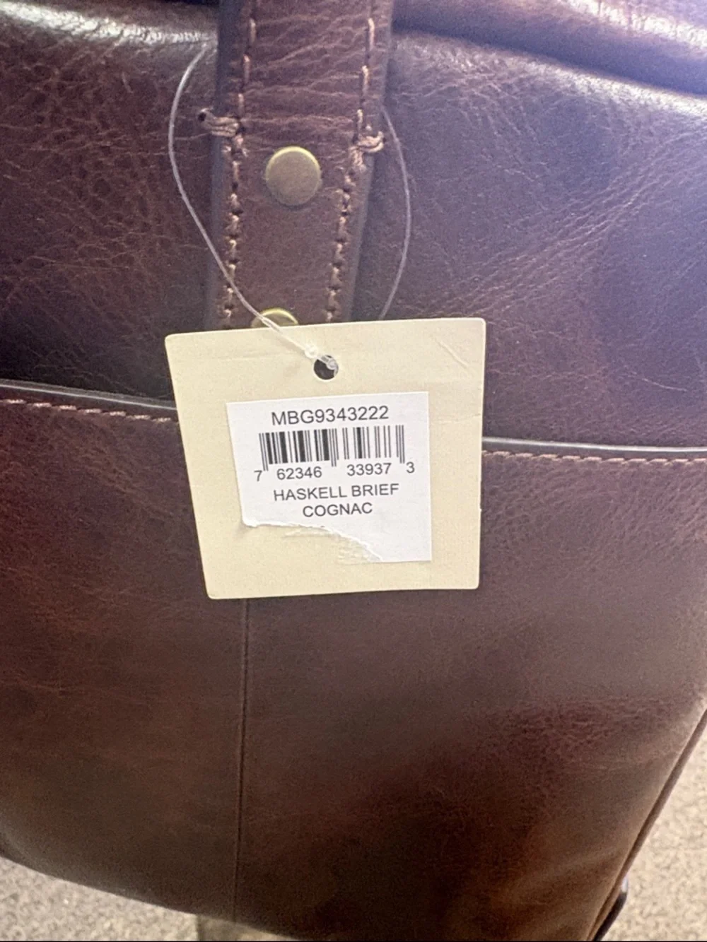 Fossil Dark Brown Leather Laptop Briefcase with Adjustable Strap